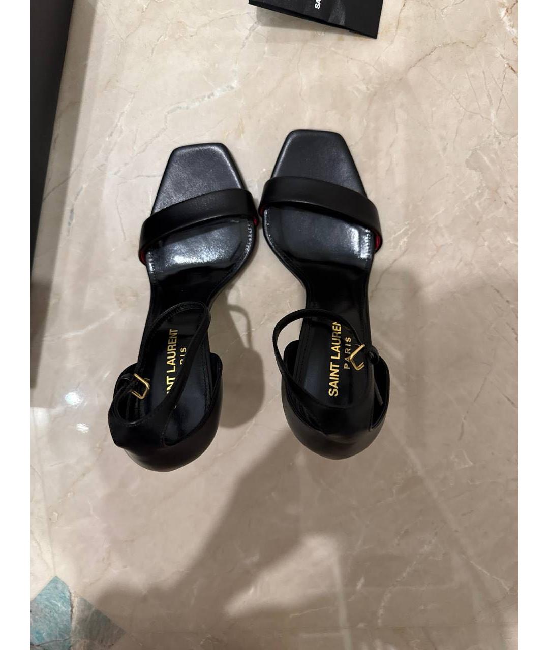 SAINT LAURENT Черные босоножки из лакированной кожи, фото 3