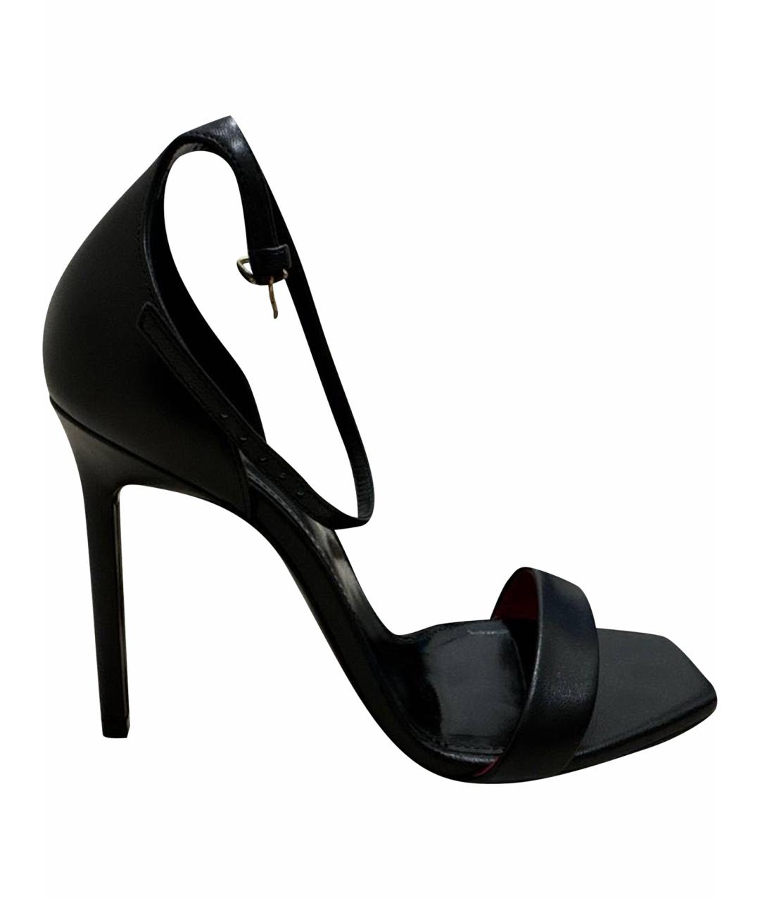SAINT LAURENT Черные босоножки из лакированной кожи, фото 1