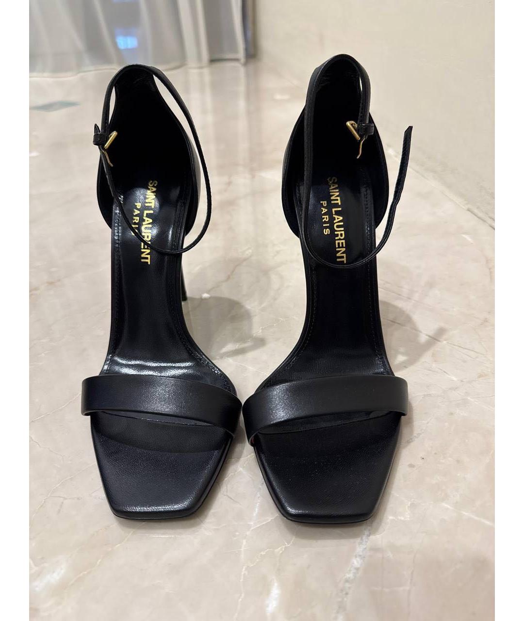 SAINT LAURENT Черные босоножки из лакированной кожи, фото 2