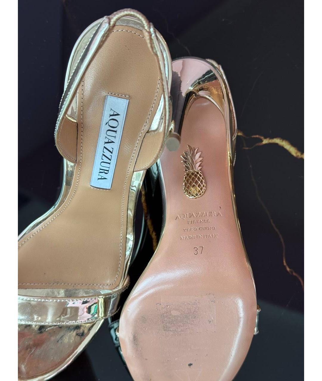 AQUAZZURA Золотые босоножки, фото 5