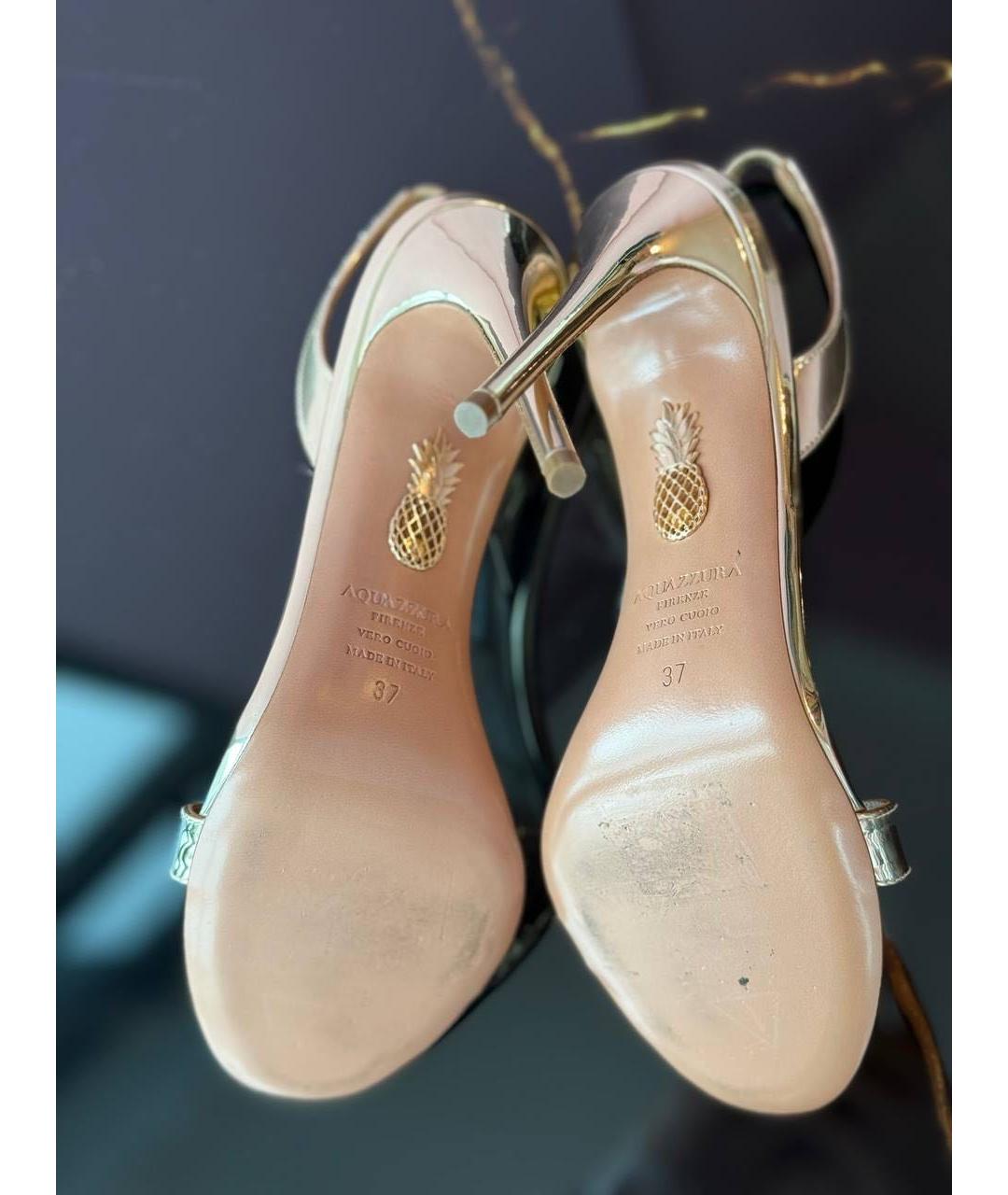 AQUAZZURA Золотые босоножки, фото 4