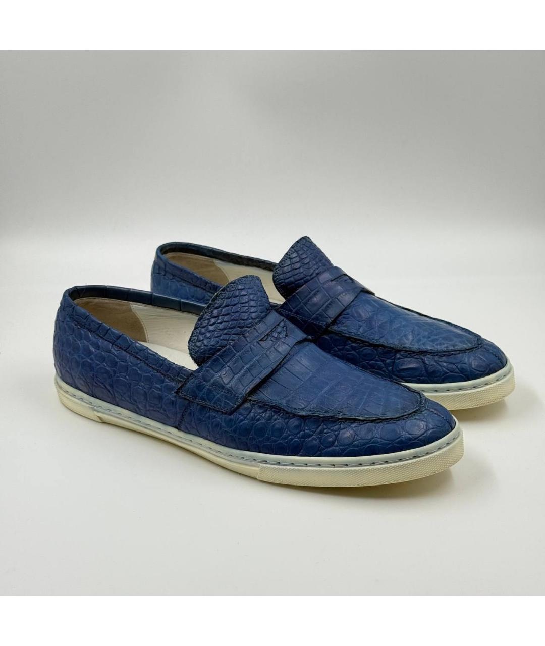 KITON Темно-синие лоферы из экзотической кожи, фото 6