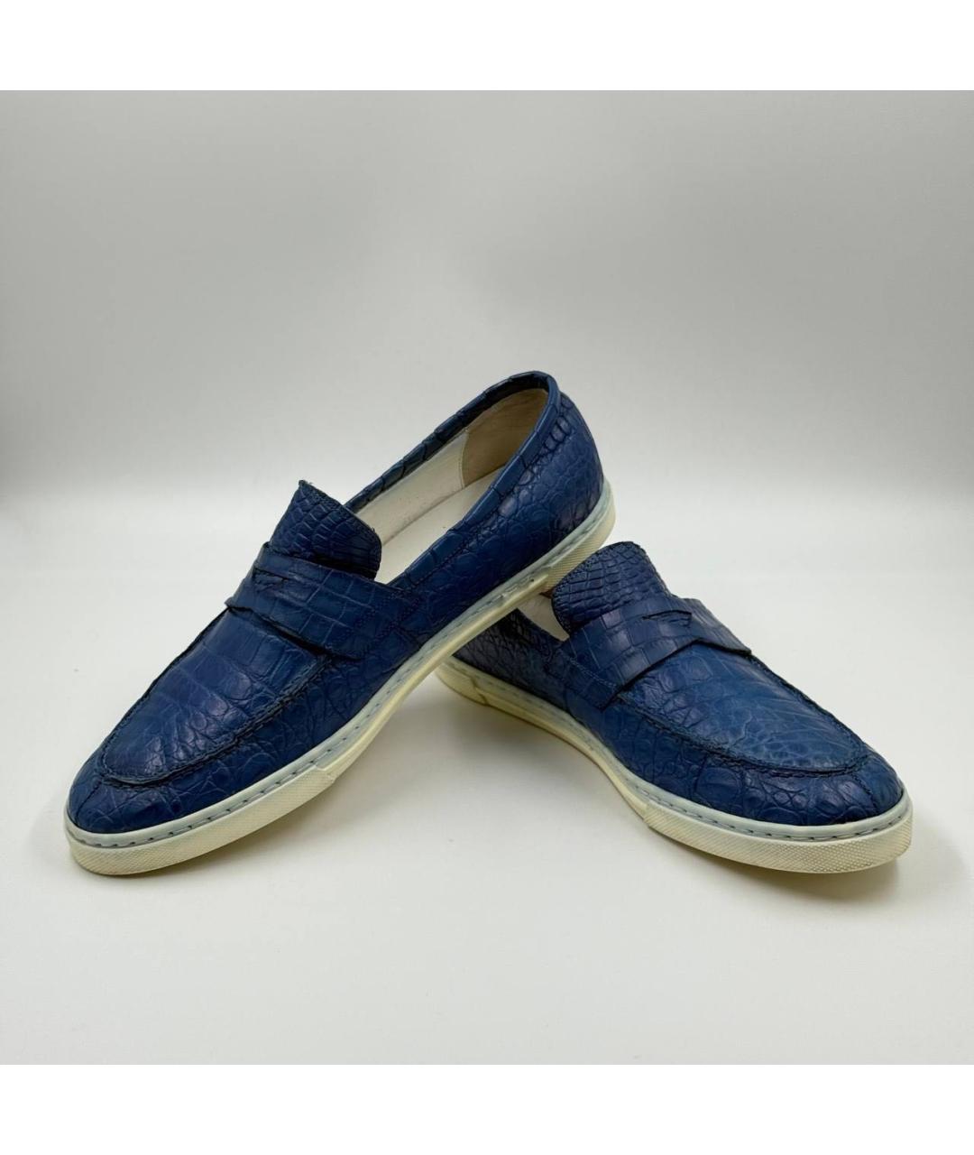 KITON Темно-синие лоферы из экзотической кожи, фото 4