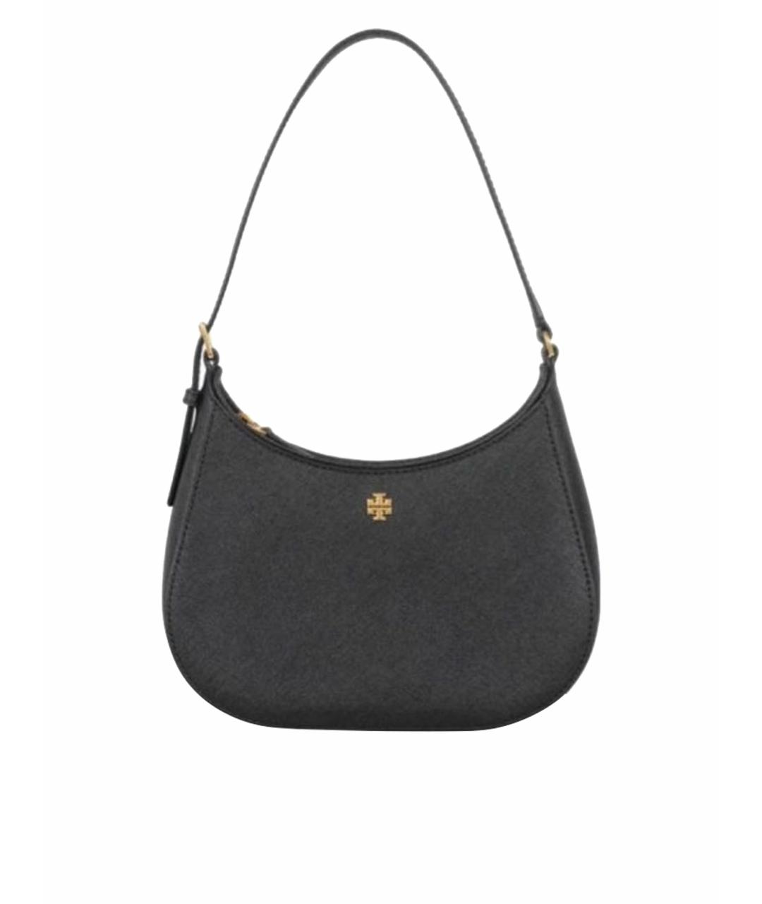 TORY BURCH Черная кожаная сумка с короткими ручками, фото 1