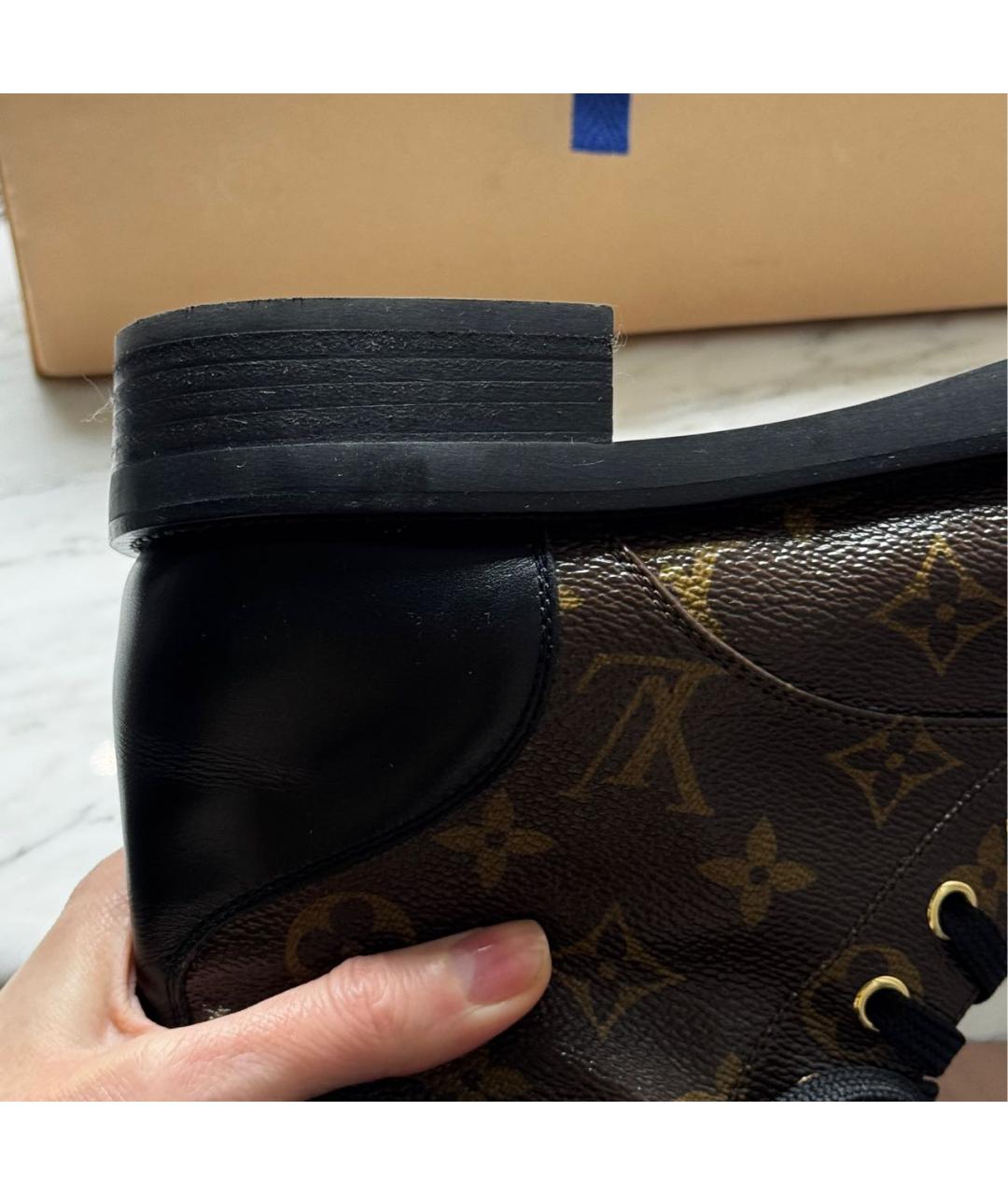 LOUIS VUITTON Черные кожаные ботинки, фото 5