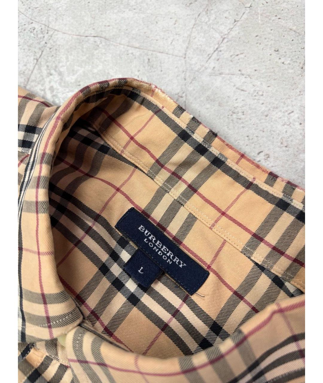 BURBERRY Бежевая хлопковая классическая рубашка, фото 5