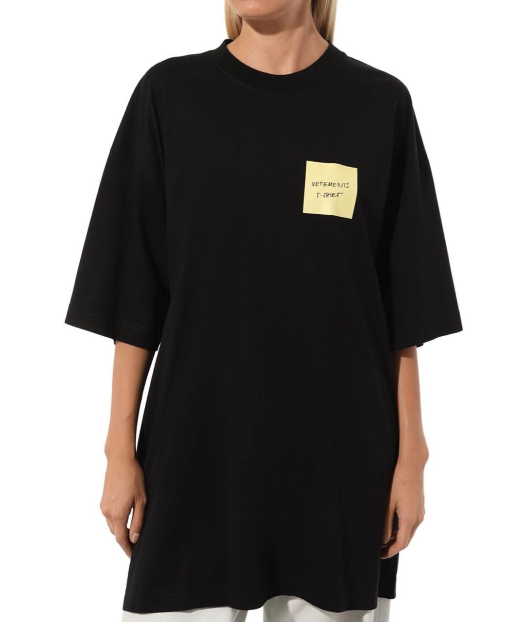 VETEMENTS Черная хлопковая футболка, фото 3