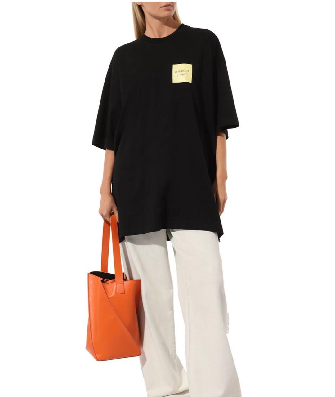 VETEMENTS Черная хлопковая футболка, фото 2