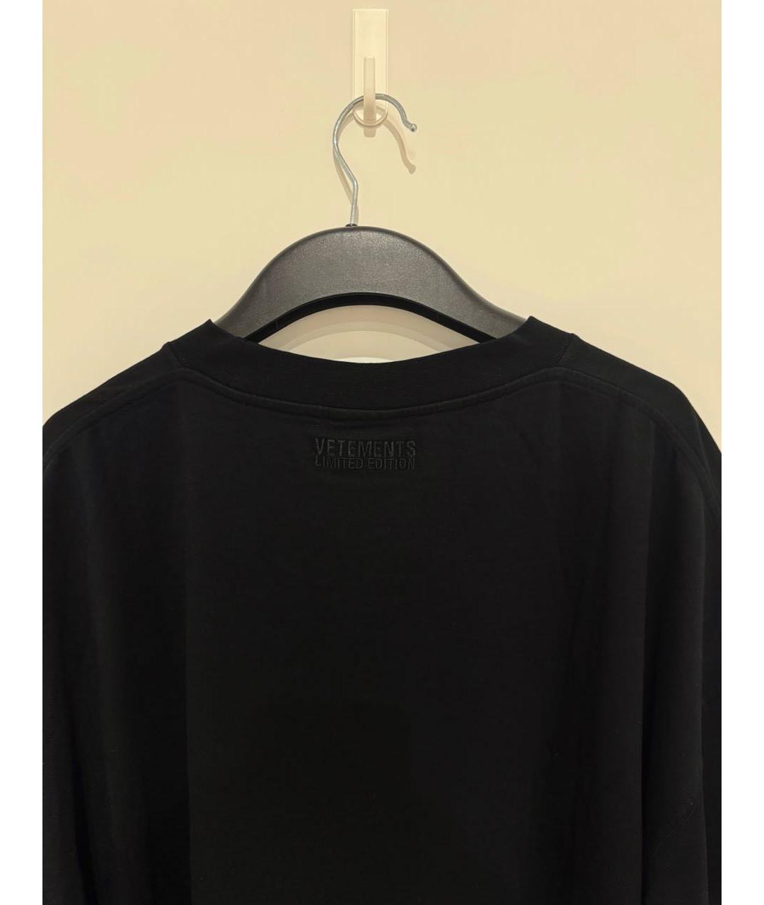 VETEMENTS Черная хлопковая футболка, фото 8