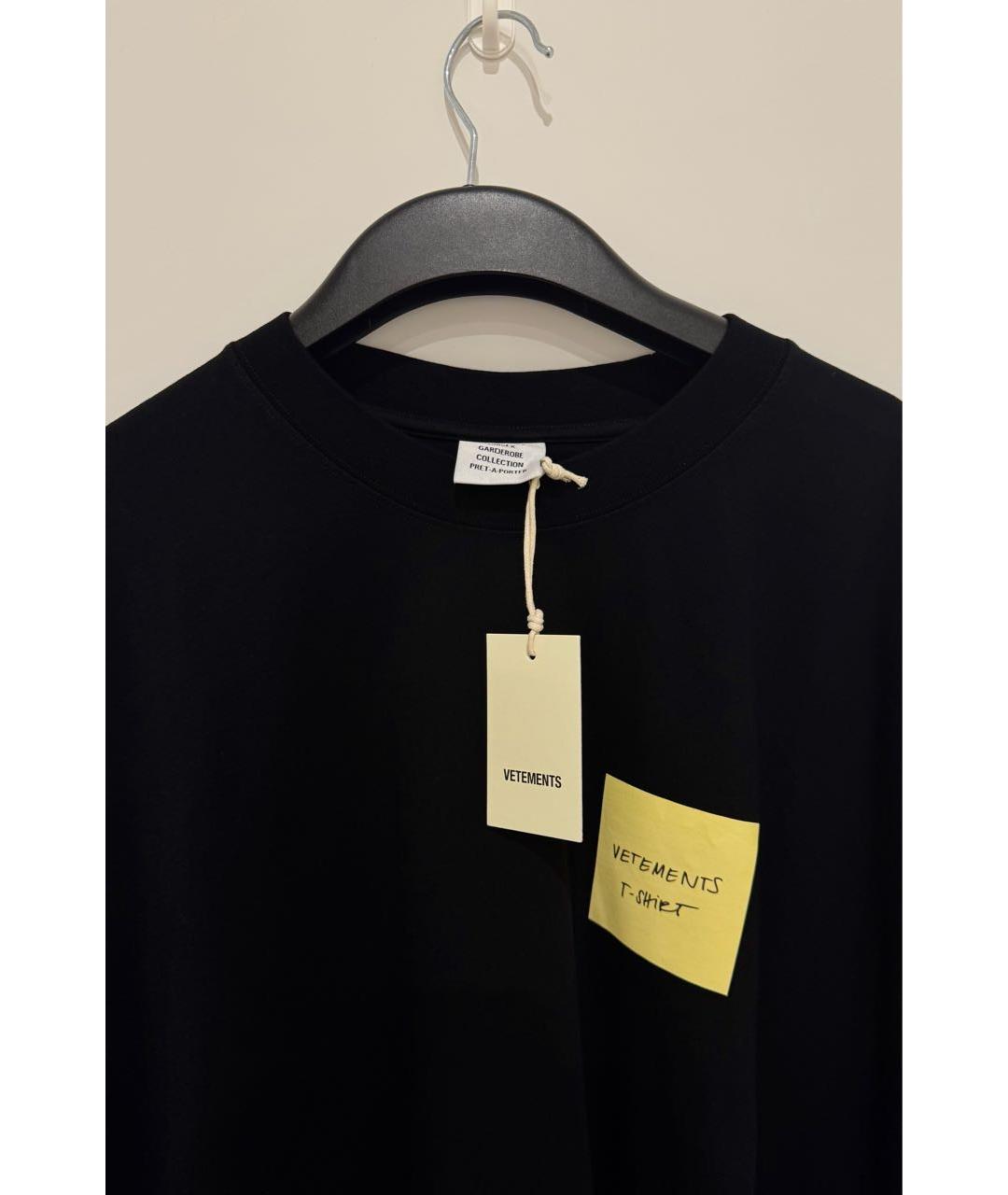 VETEMENTS Черная хлопковая футболка, фото 6