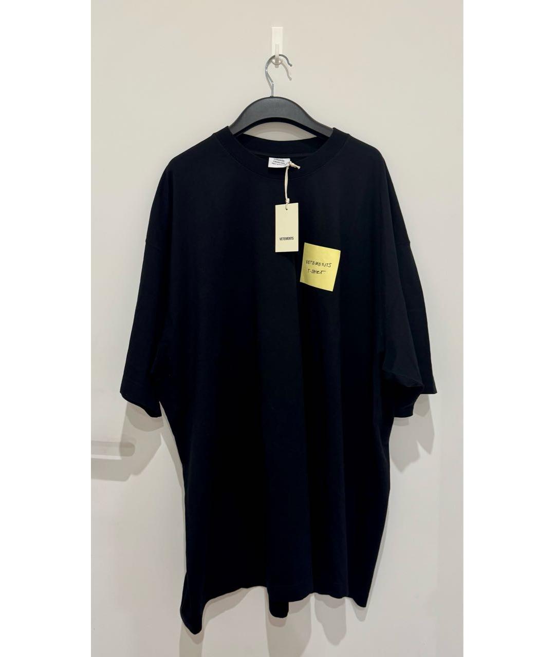 VETEMENTS Черная хлопковая футболка, фото 5