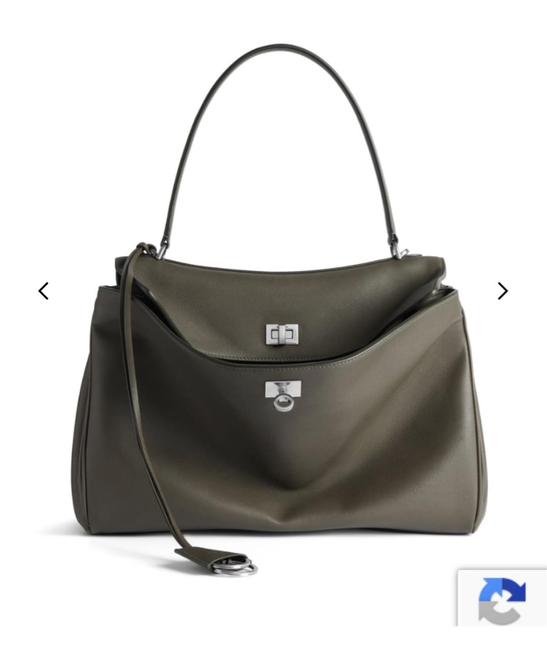 BALENCIAGA Хаки кожаная сумка тоут, фото 9