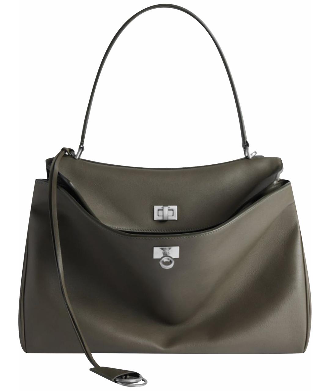 BALENCIAGA Хаки кожаная сумка тоут, фото 1