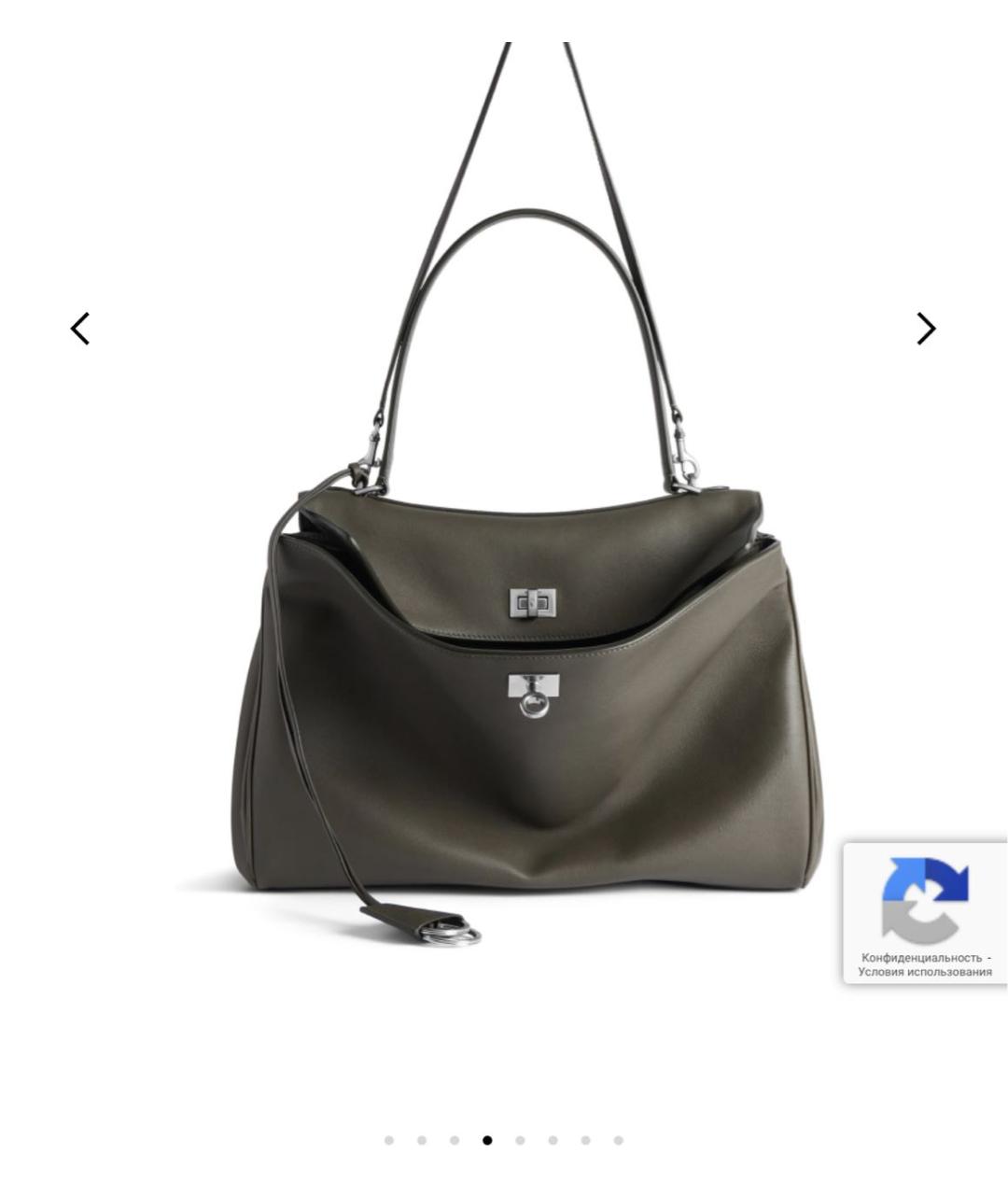 BALENCIAGA Хаки кожаная сумка тоут, фото 3