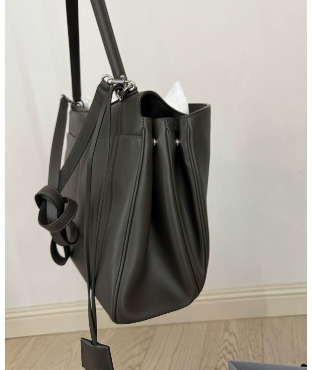 BALENCIAGA Хаки кожаная сумка тоут, фото 7