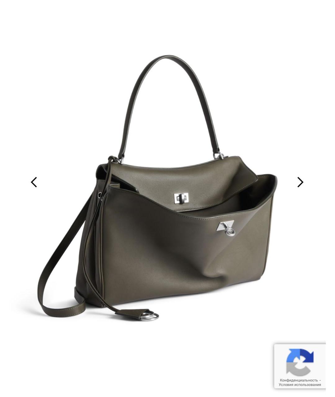 BALENCIAGA Хаки кожаная сумка тоут, фото 2