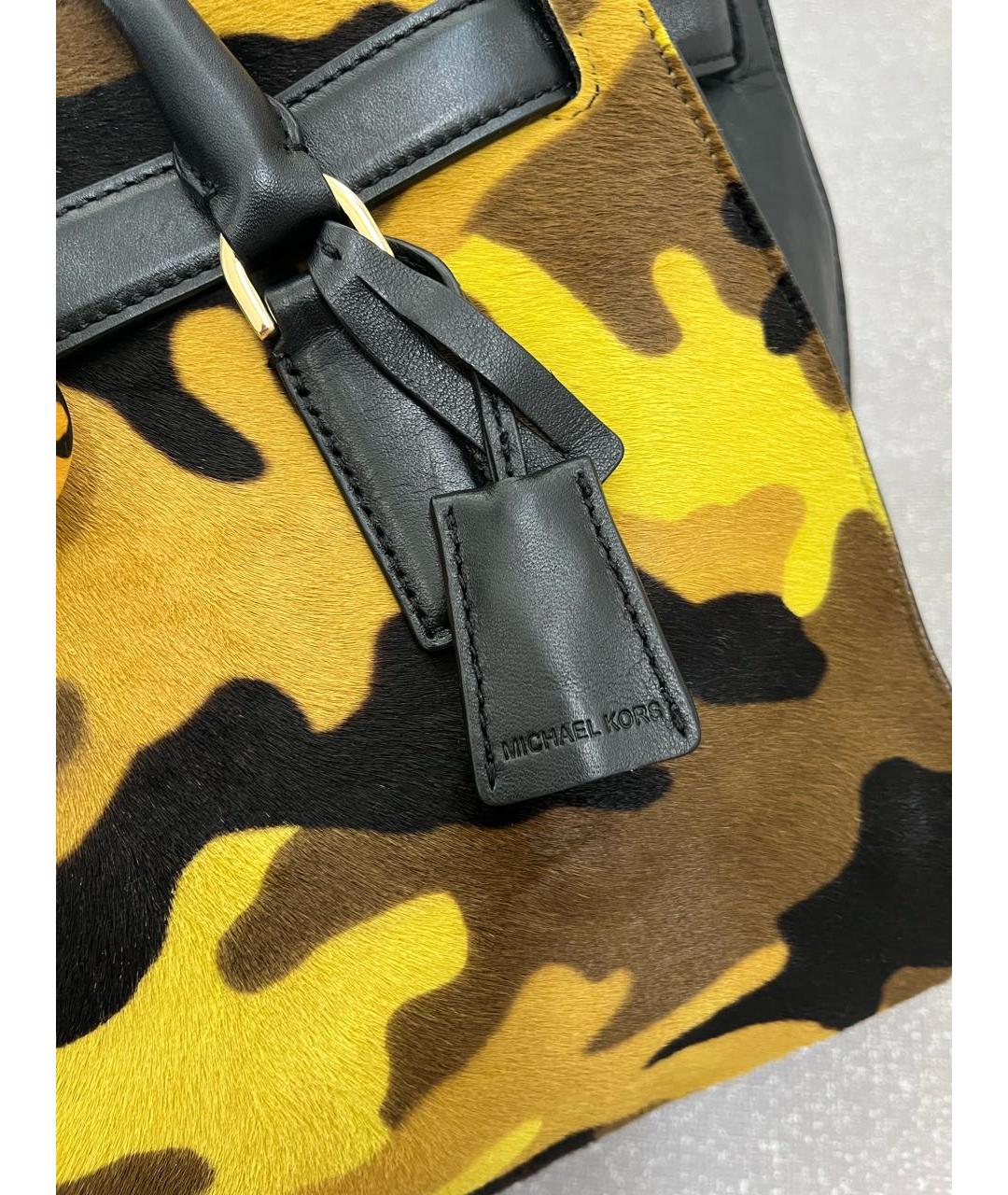 MICHAEL KORS Желтая кожаная сумка тоут, фото 2
