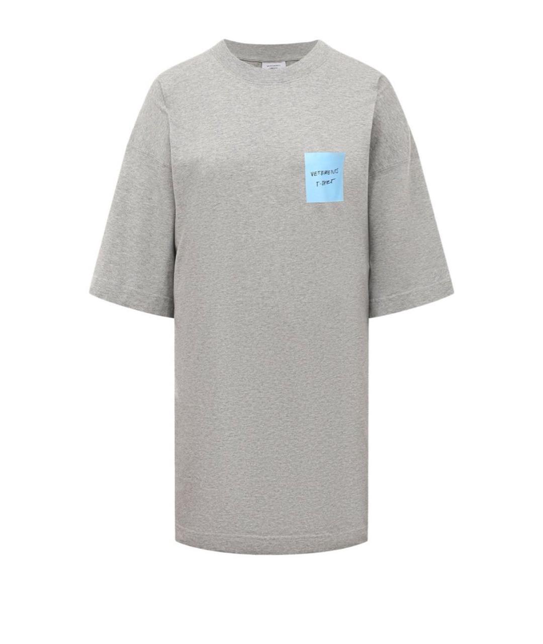 VETEMENTS Серая хлопковая футболка, фото 1