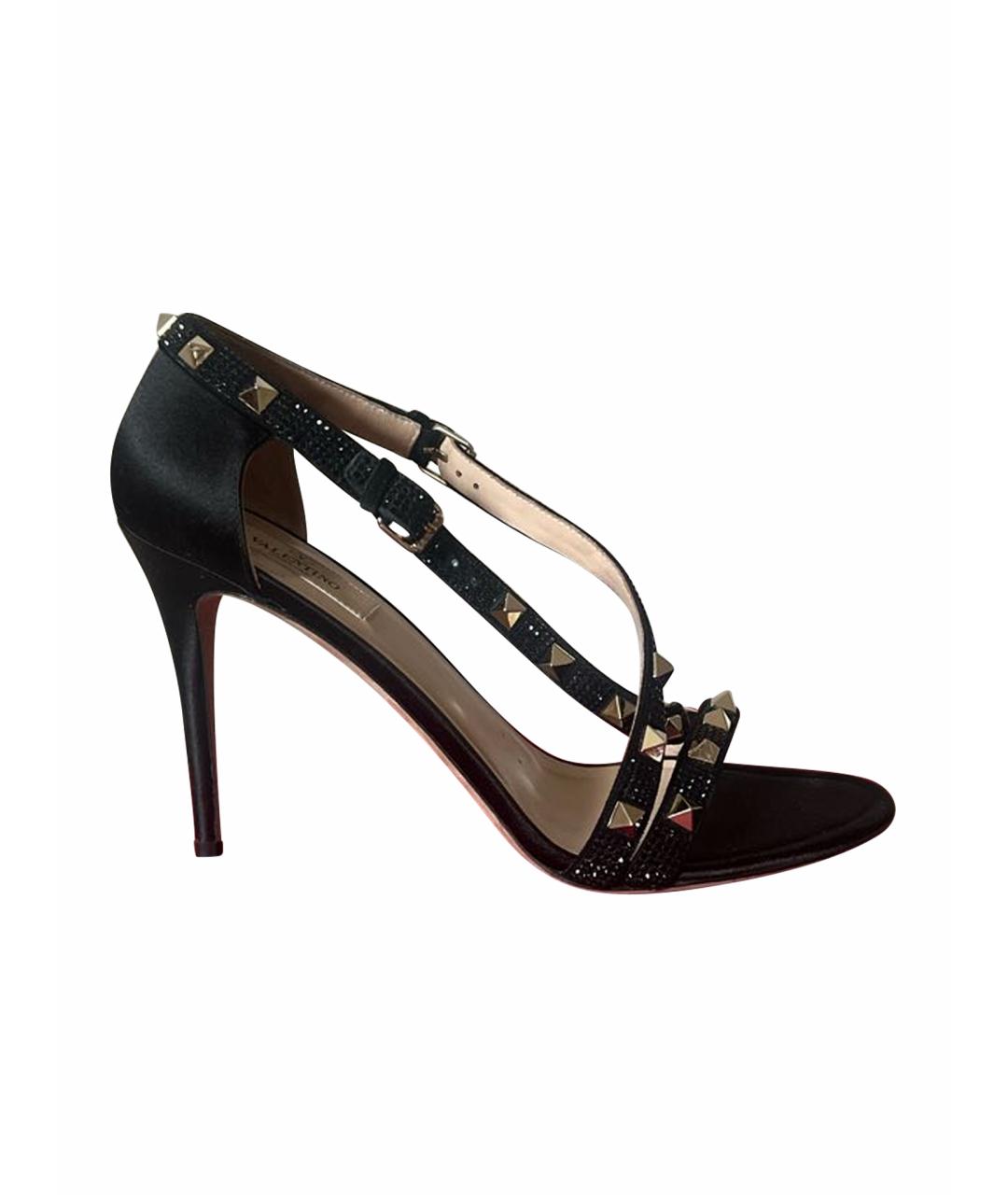 VALENTINO Черные текстильные босоножки, фото 1