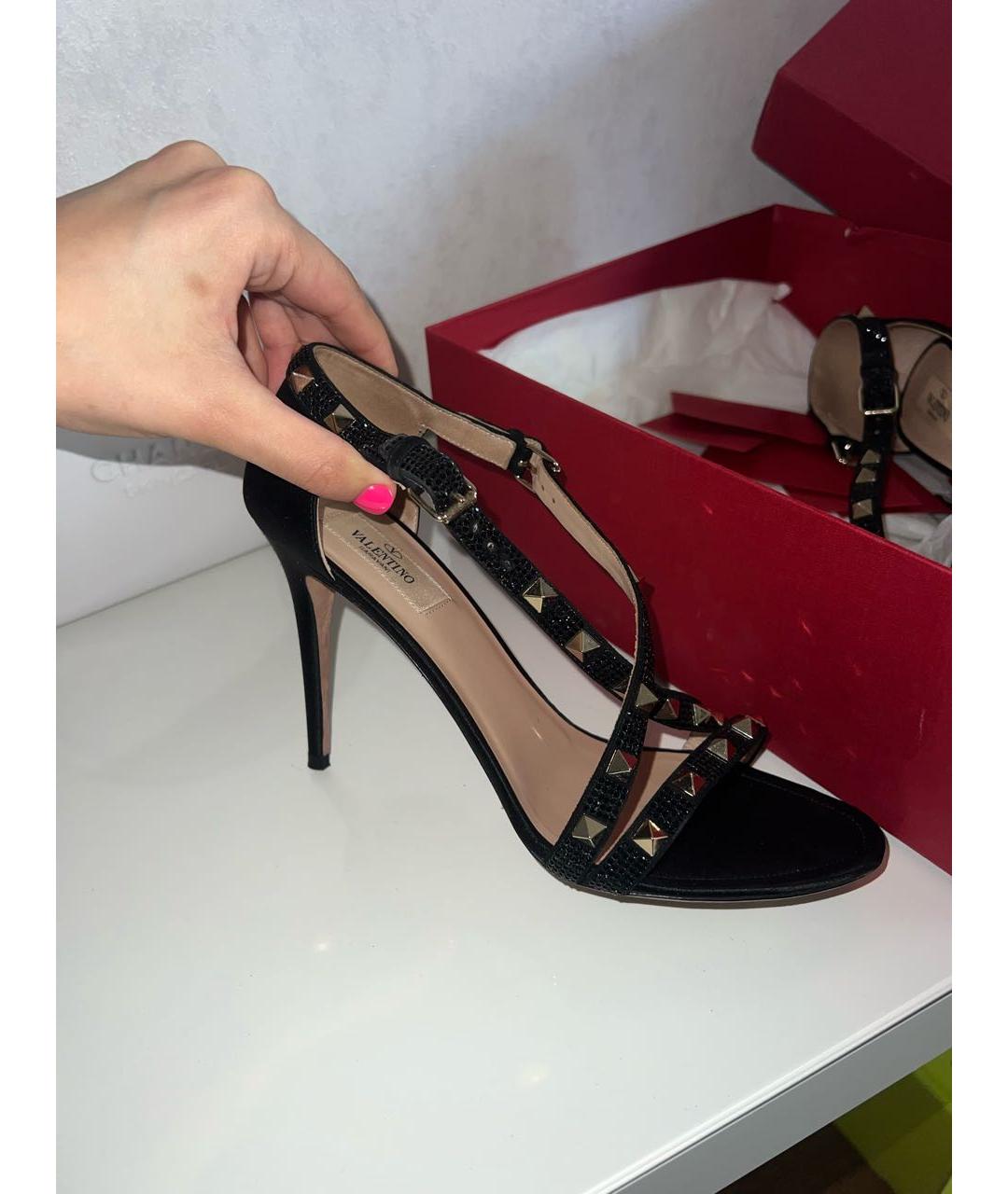 VALENTINO Черные текстильные босоножки, фото 4