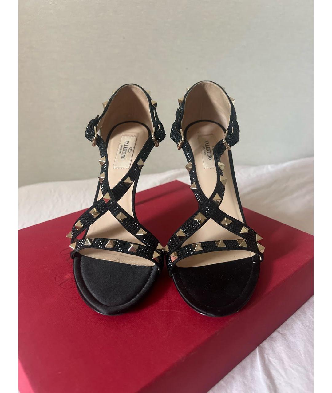 VALENTINO Черные текстильные босоножки, фото 2