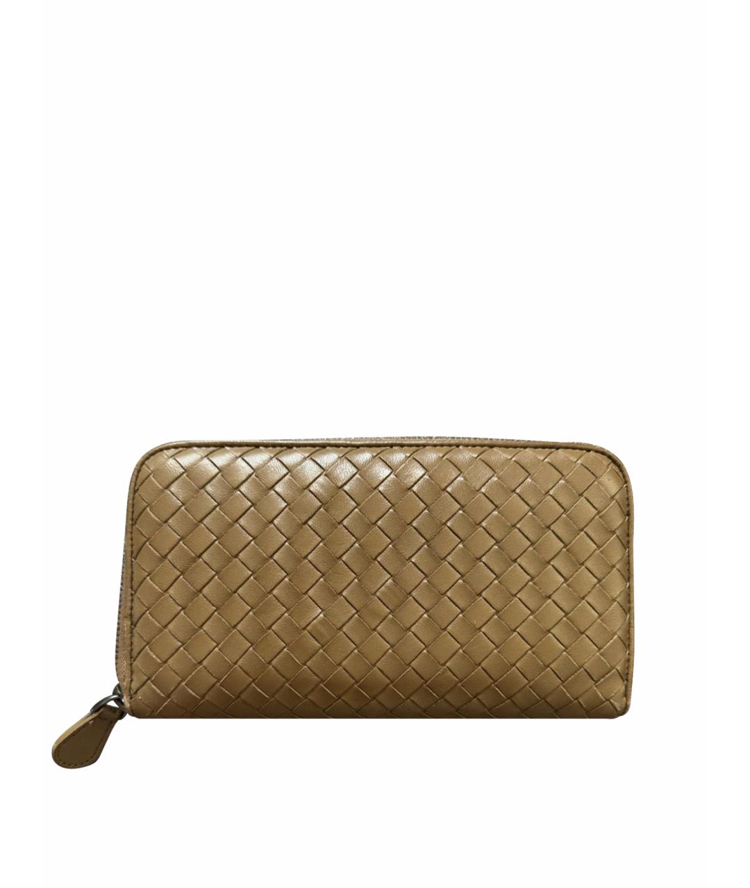 BOTTEGA VENETA Хаки кожаный кошелек, фото 1