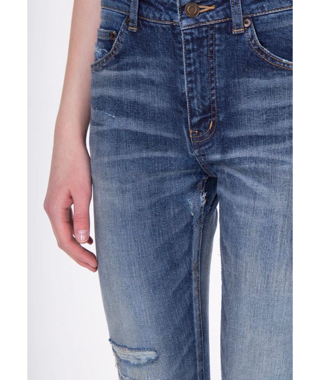 SAINT LAURENT Синие хлопковые джинсы слим, фото 3