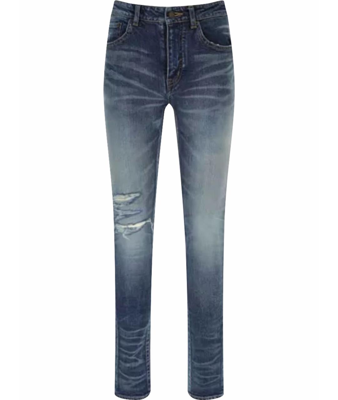 SAINT LAURENT Синие хлопковые джинсы слим, фото 1