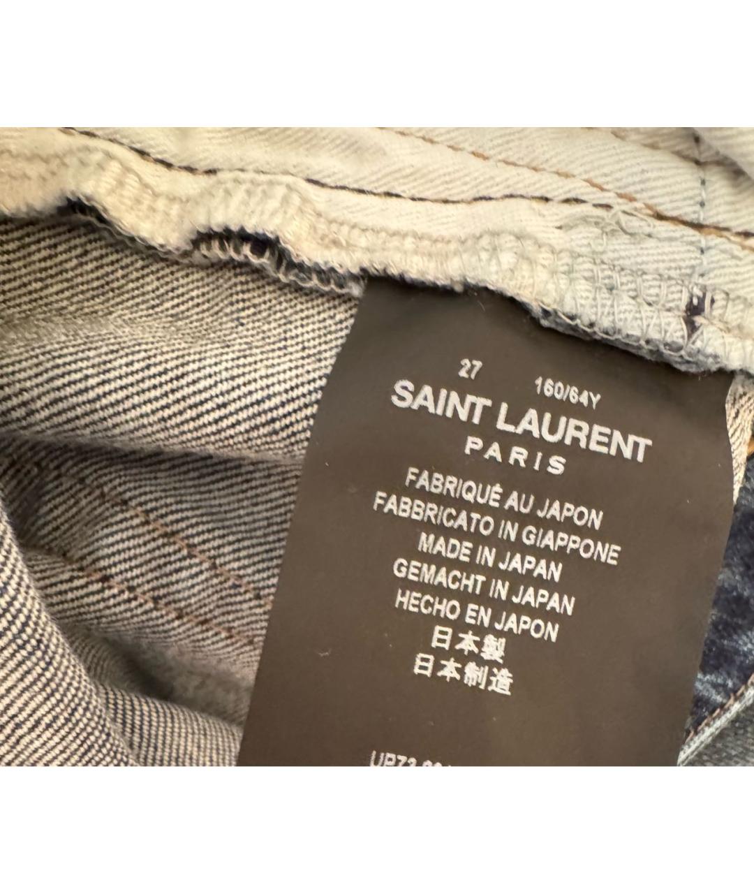 SAINT LAURENT Синие хлопковые джинсы слим, фото 4