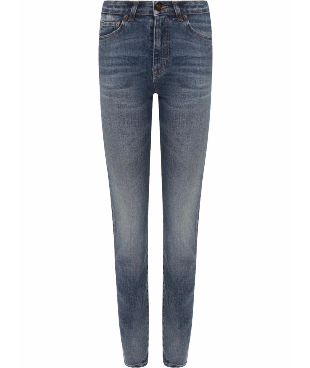 SAINT LAURENT Синие хлопковые джинсы слим, фото 1