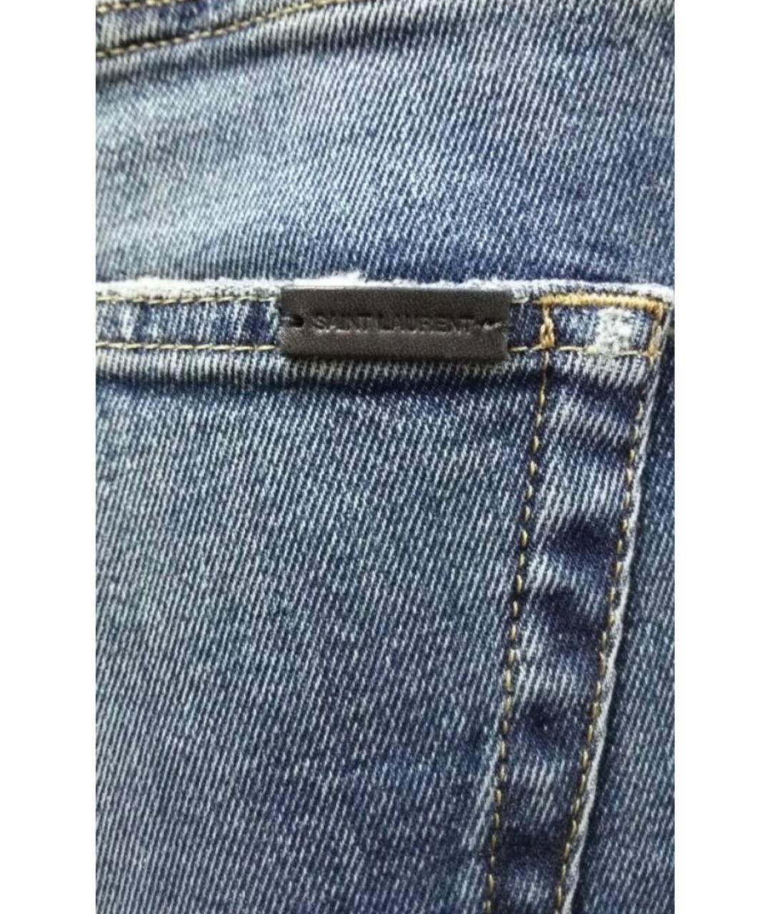 SAINT LAURENT Синие хлопковые джинсы слим, фото 4