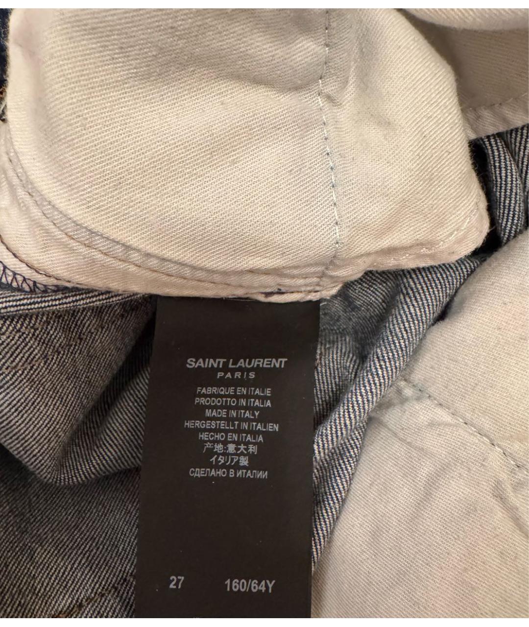 SAINT LAURENT Синие хлопковые джинсы слим, фото 5