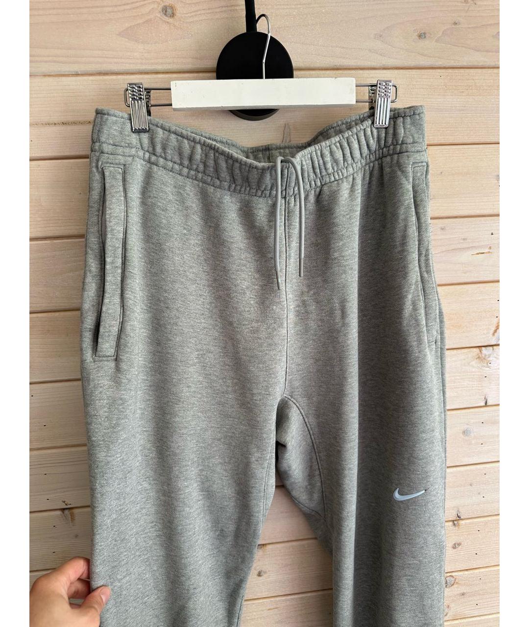 NIKE Серые хлопковые повседневные брюки, фото 2