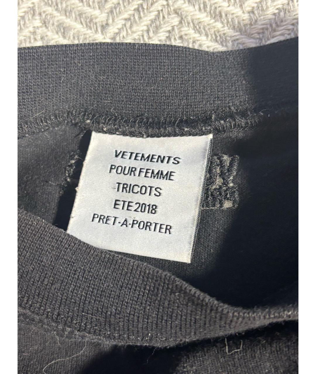 VETEMENTS Черная хлопковая футболка, фото 4