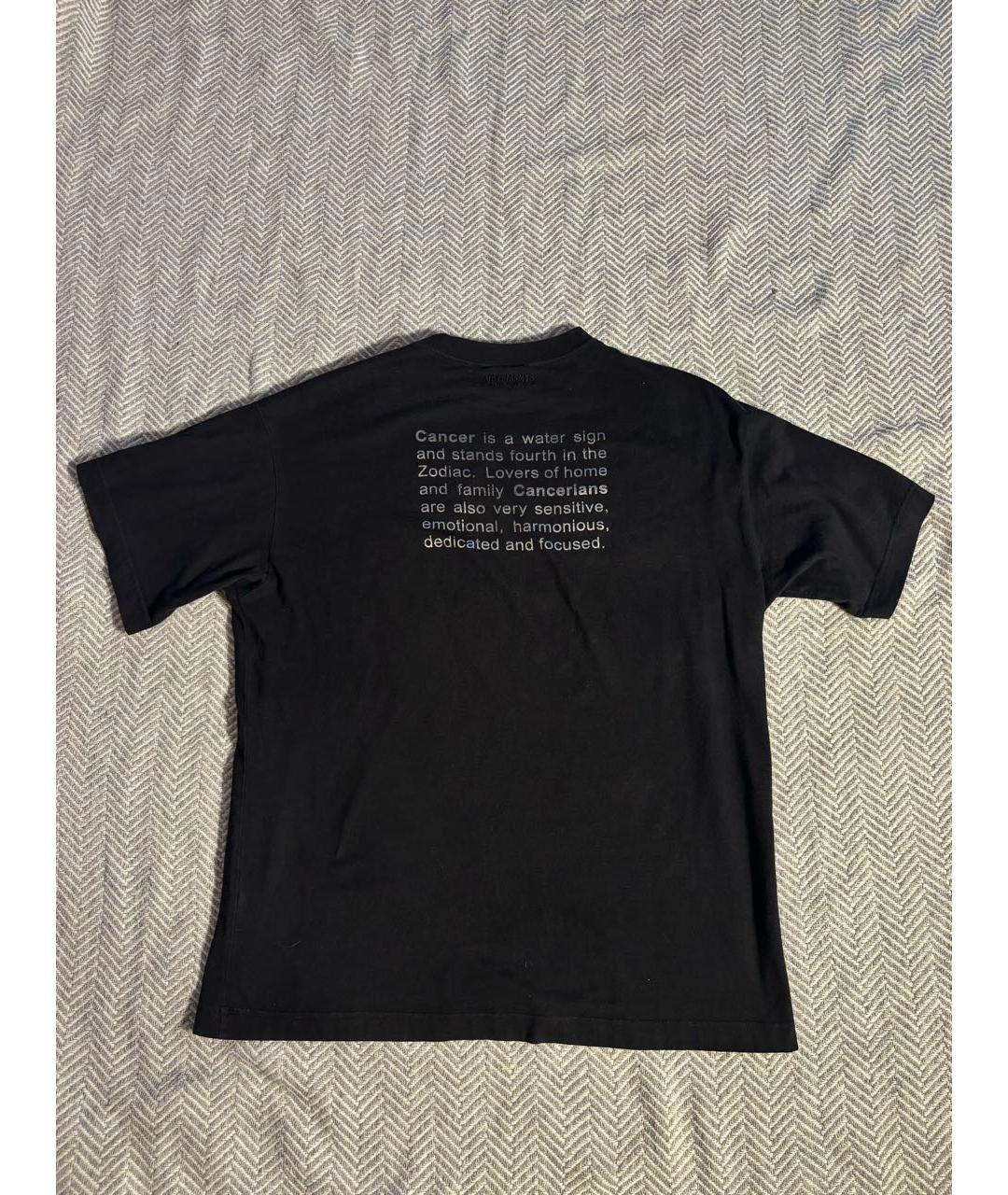 VETEMENTS Черная хлопковая футболка, фото 2