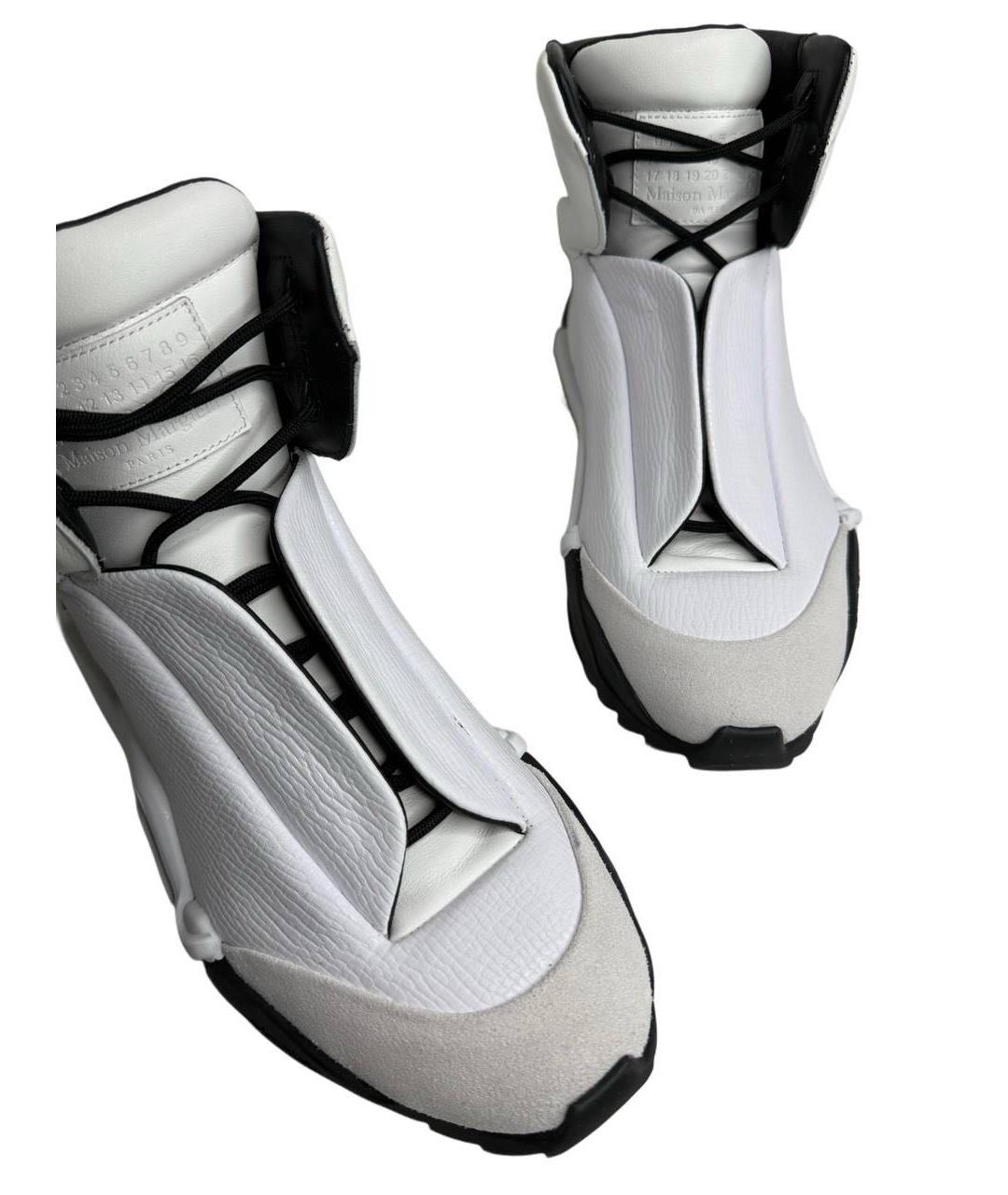 MAISON MARGIELA Белые кожаные высокие кроссовки / кеды, фото 7