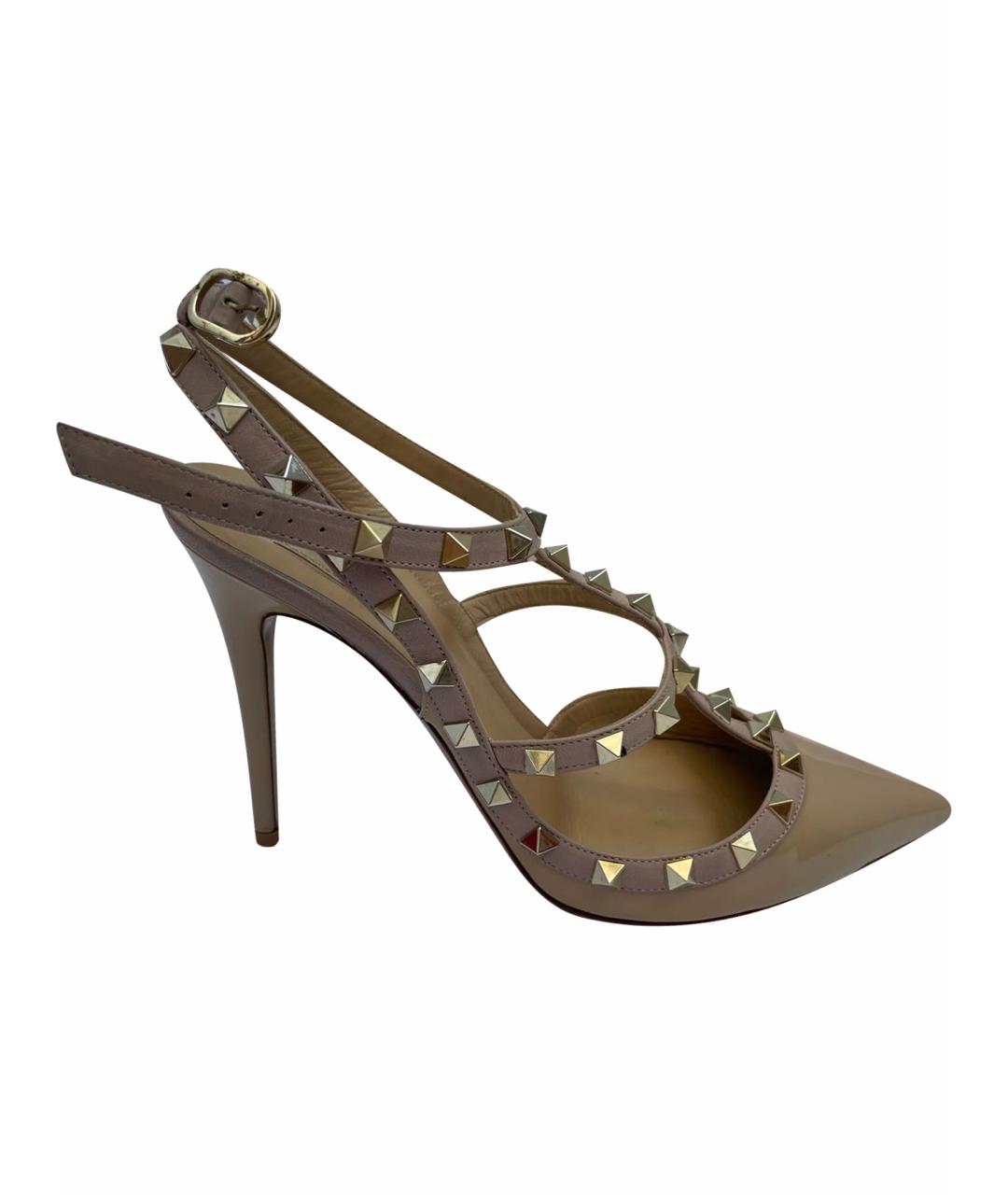 VALENTINO Бежевые босоножки из лакированной кожи, фото 1