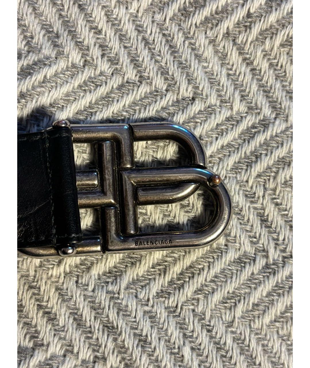 BALENCIAGA Черный кожаный ремень, фото 4