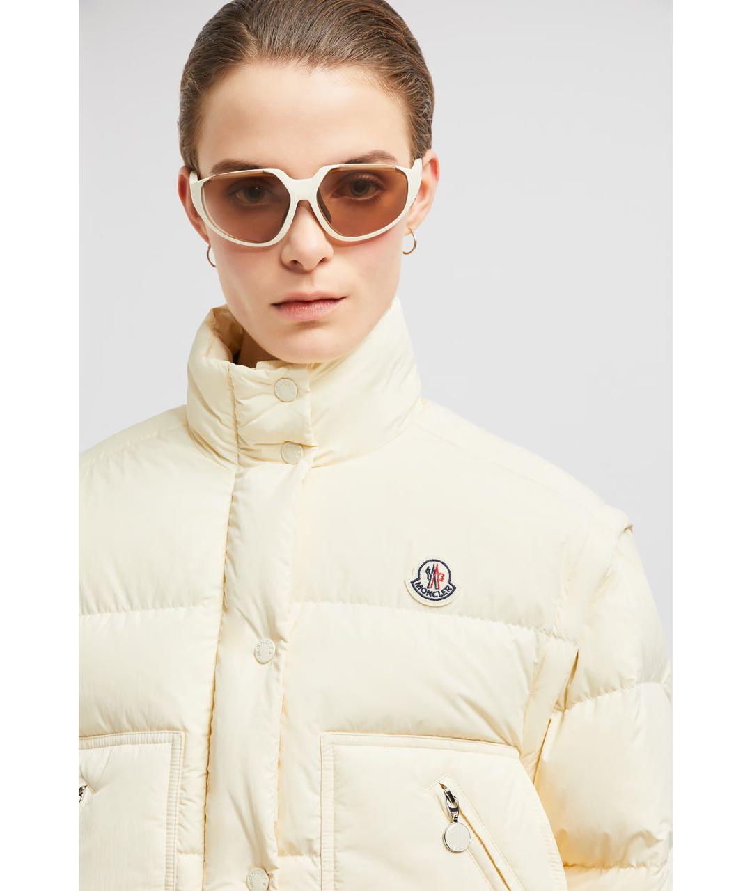MONCLER Белые пластиковые солнцезащитные очки, фото 2