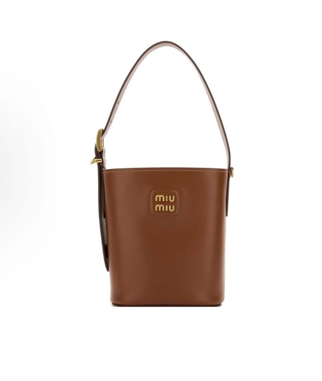 MIU MIU Коричневая кожаная сумка с короткими ручками, фото 1
