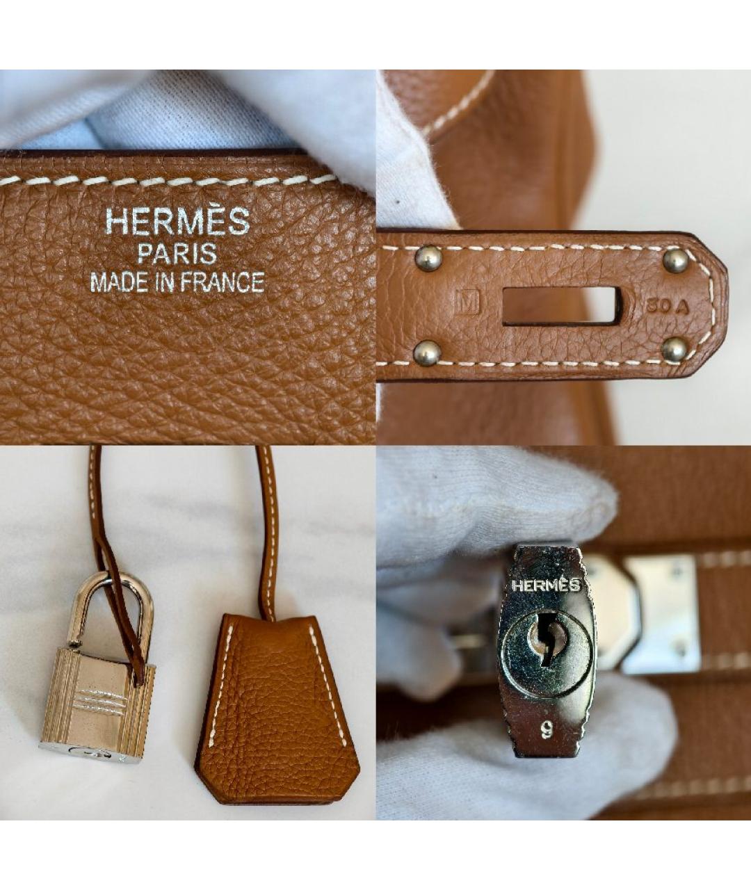 HERMES Коричневая кожаная сумка с короткими ручками, фото 5