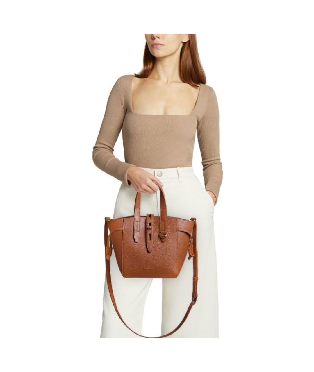 FURLA Коричневая кожаная сумка тоут, фото 4