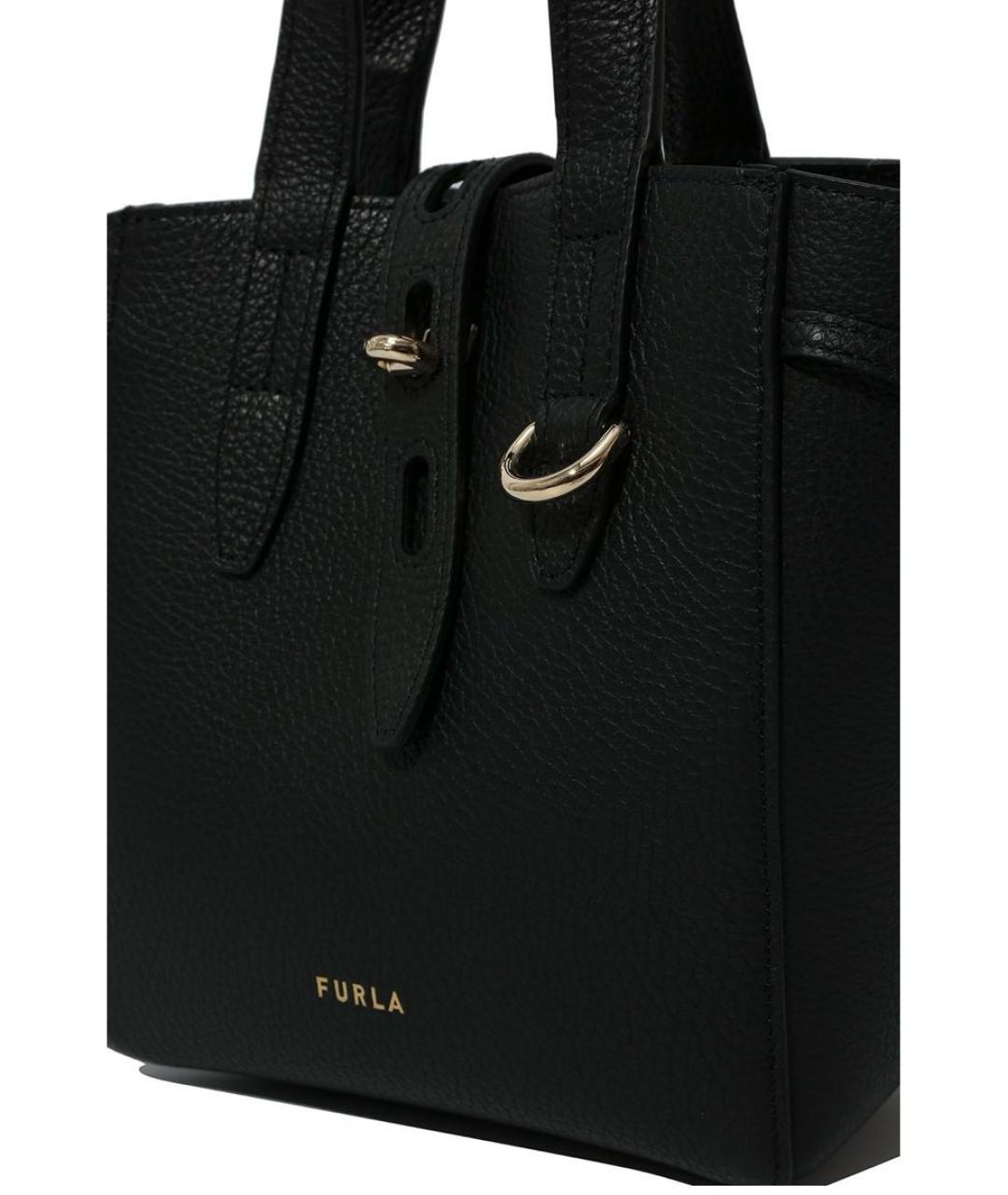 FURLA Черная кожаная сумка тоут, фото 3