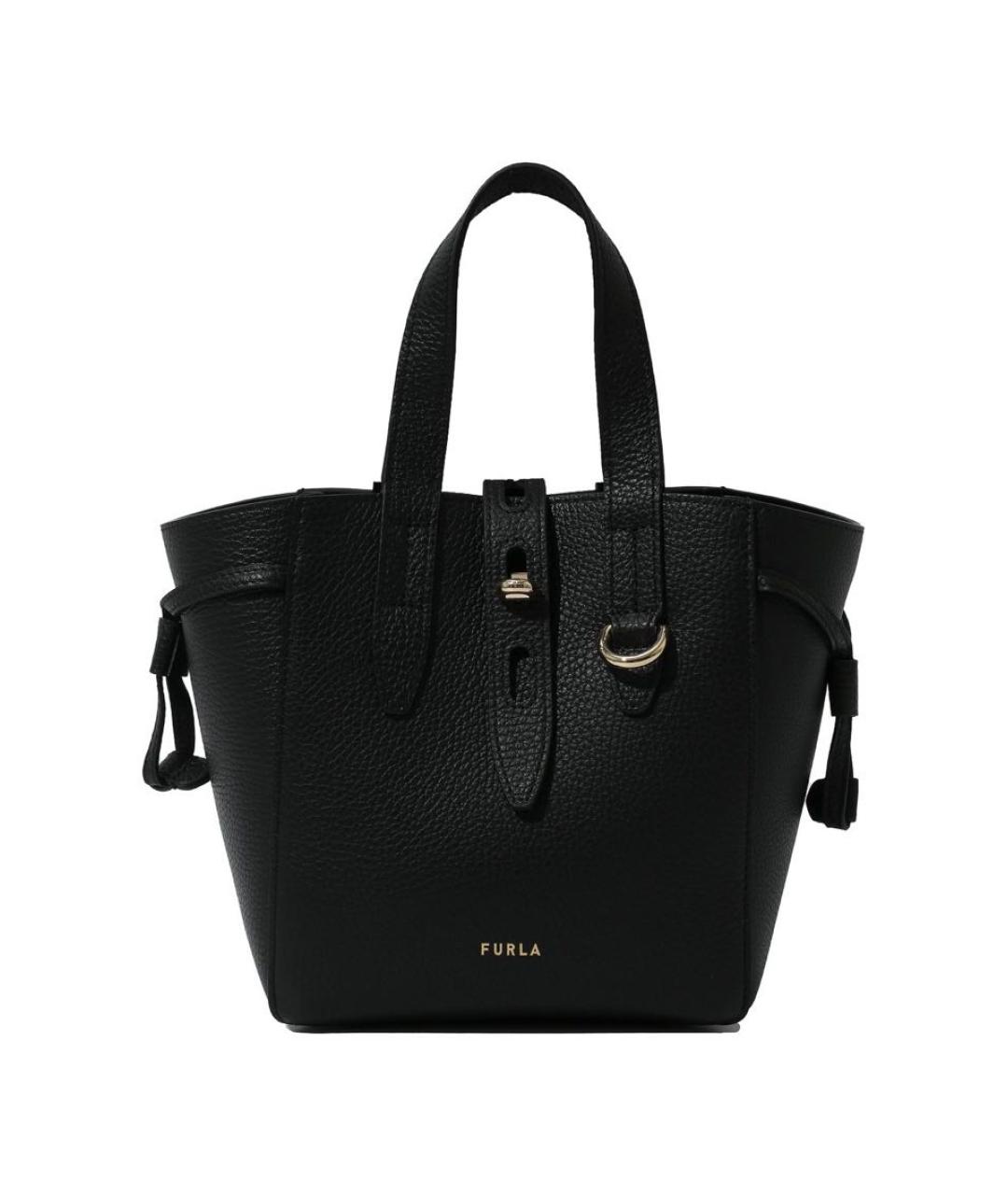 FURLA Черная кожаная сумка тоут, фото 1