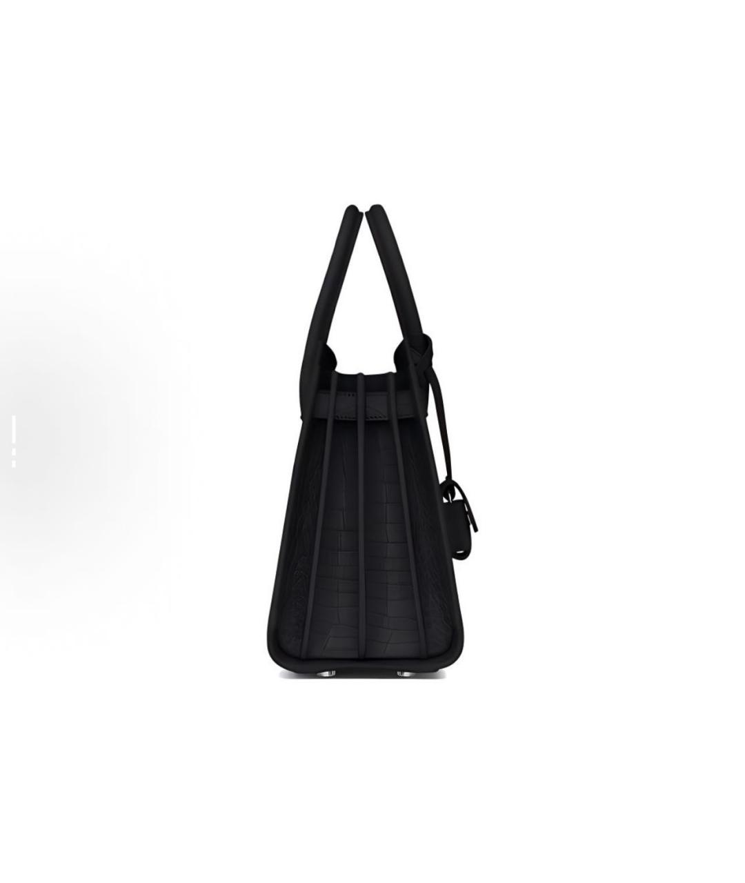 SAINT LAURENT Черная кожаная сумка с короткими ручками, фото 3
