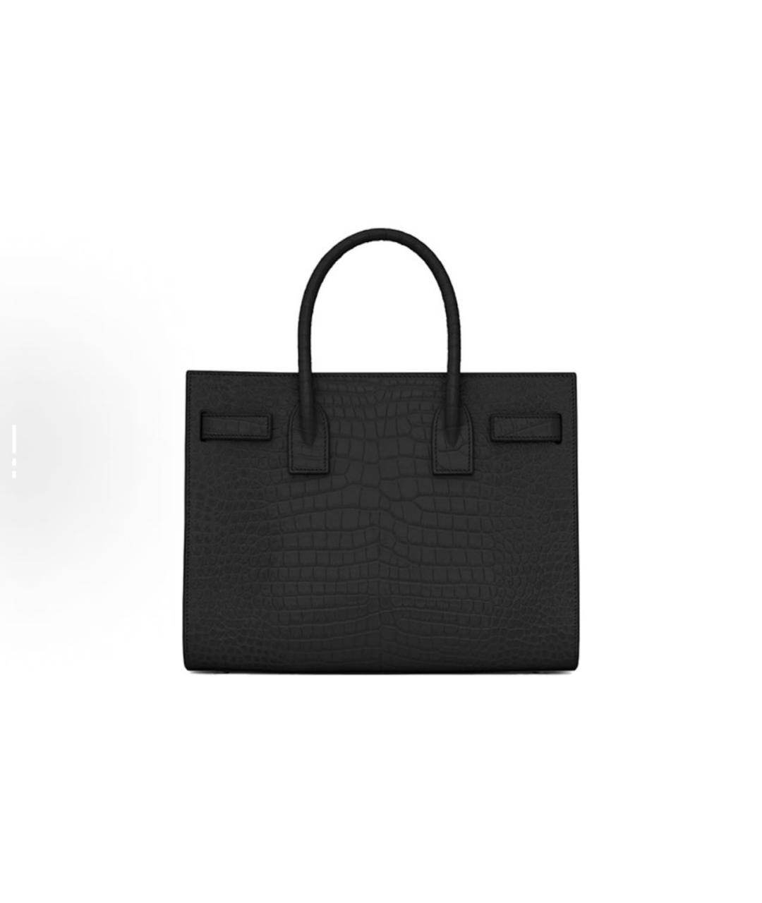 SAINT LAURENT Черная кожаная сумка с короткими ручками, фото 4