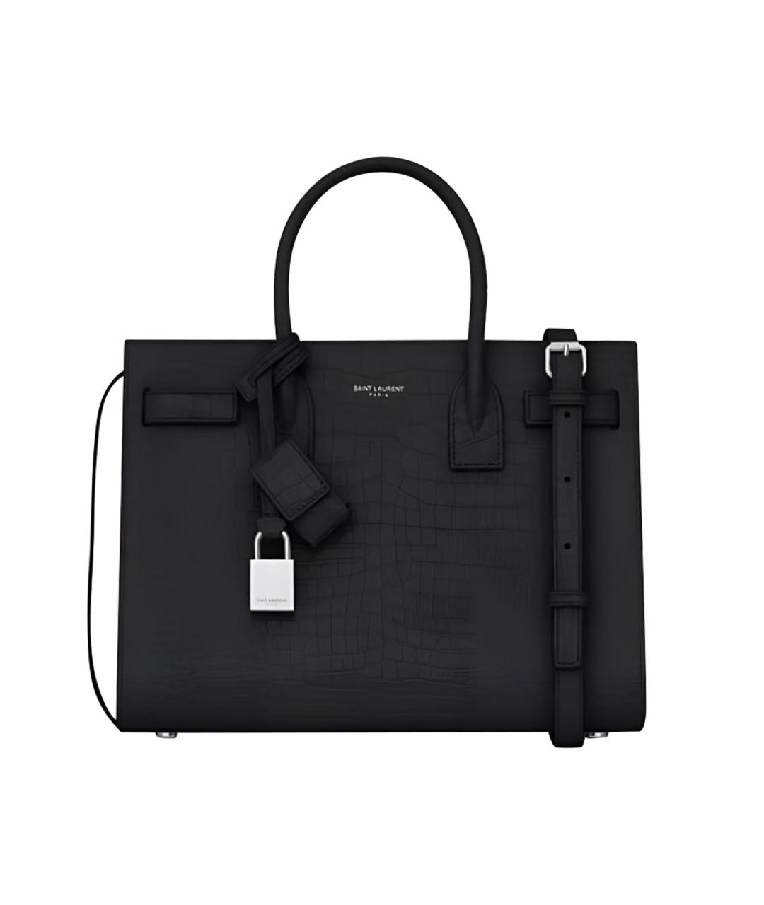 SAINT LAURENT Черная кожаная сумка с короткими ручками, фото 1