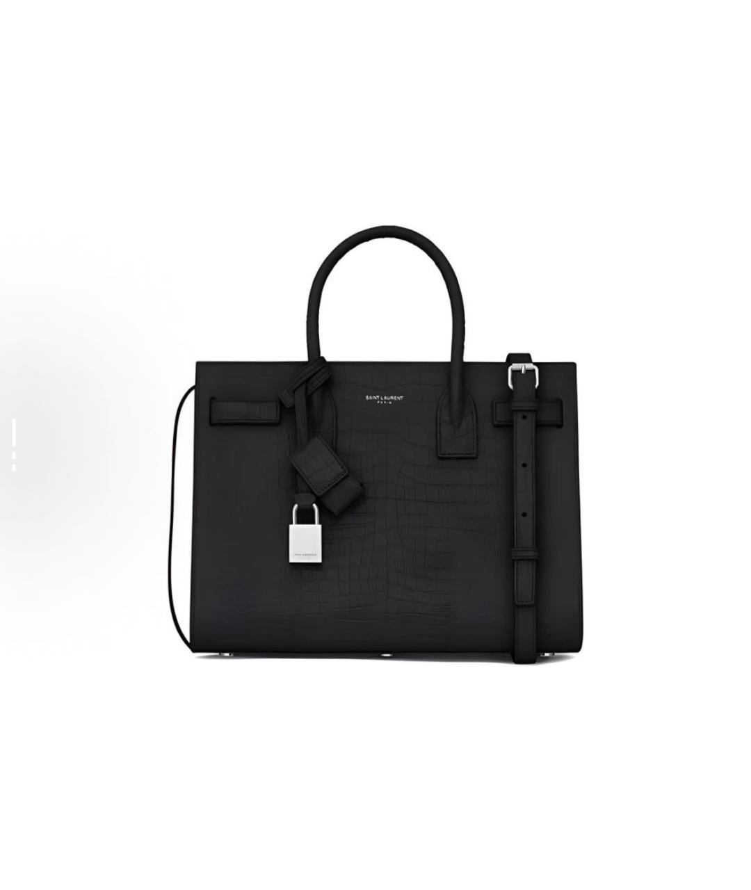 SAINT LAURENT Черная кожаная сумка с короткими ручками, фото 6