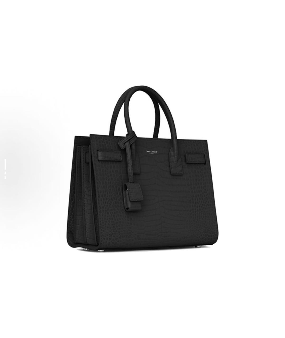 SAINT LAURENT Черная кожаная сумка с короткими ручками, фото 2