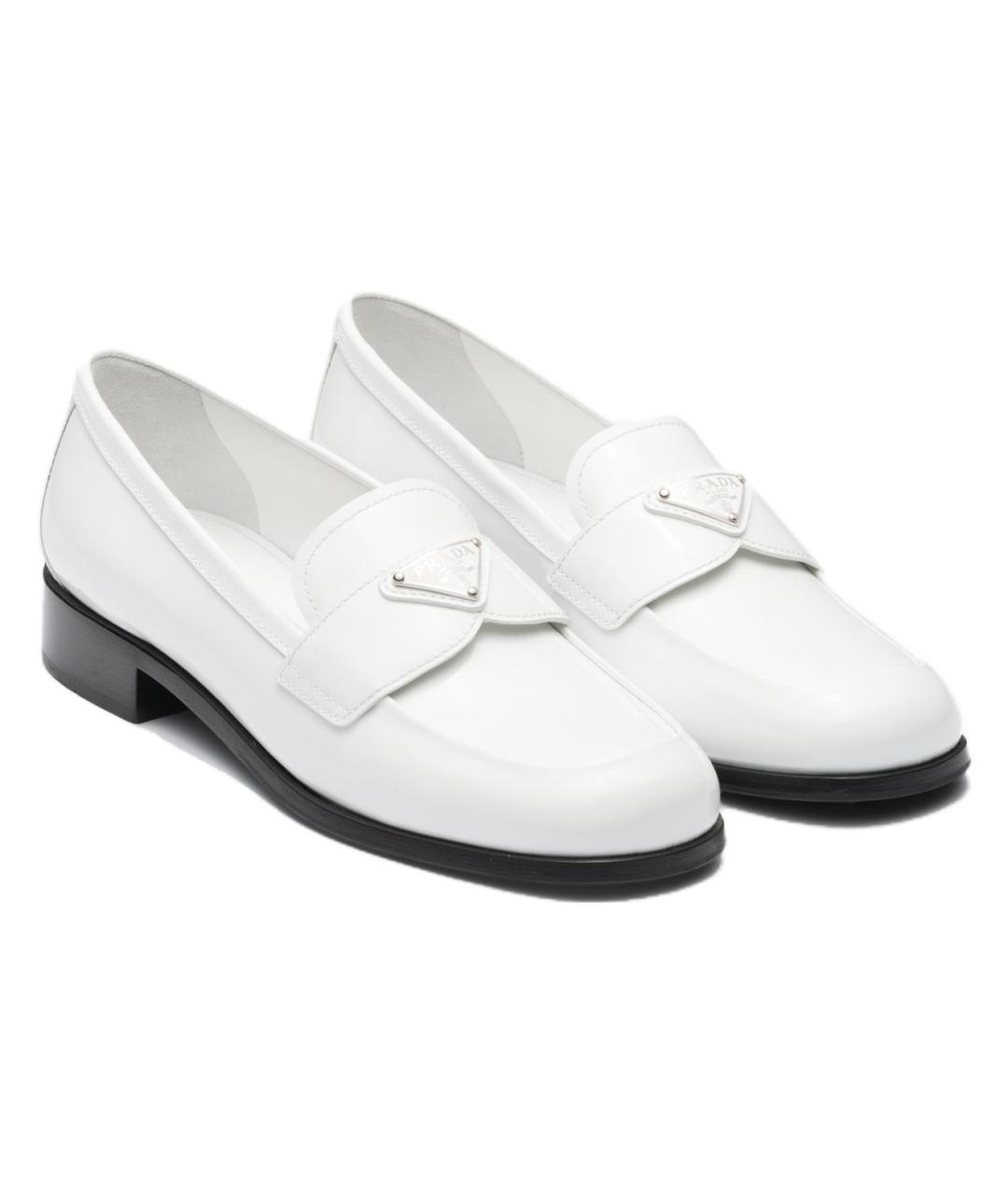 PRADA Белые кожаные лоферы, фото 3